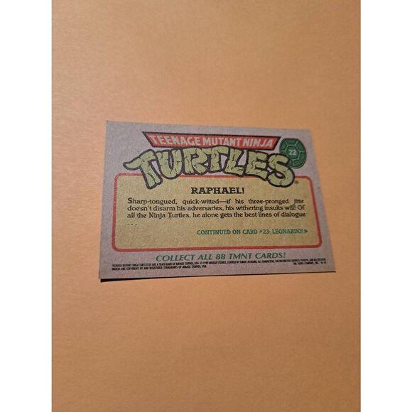 1989 Topps TMNT Raphael Trading Card 22 Teenage Mutant Ninja Turtles - Picture 2 of 2